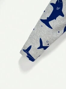 Cozy Pixies 寶寶男孩緊身鯊魚印花圓領上衣和長褲睡衣套裝 - 淺灰色 - 查看 7