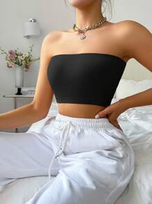 Moonlight&Mama Maternity Ribbed Bandeau Bra For Mother - Black - View 5