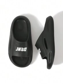 JNSQ Boys Letter Graphic Single Band Slippers For Indoor Outdoor - Black - View 4