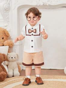 寶寶男孩夏季紳士風格襯衫和短褲套裝,前卫风格 - 彩色 - 查看 6