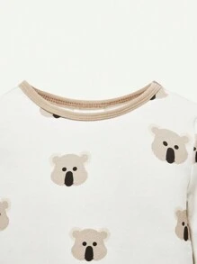 Cozy Pixies 嬰兒男孩貼身貼身睡衣套裝，卡通考拉形狀圓領長袖上衣和褲子 - 卡其色 - 查看 8