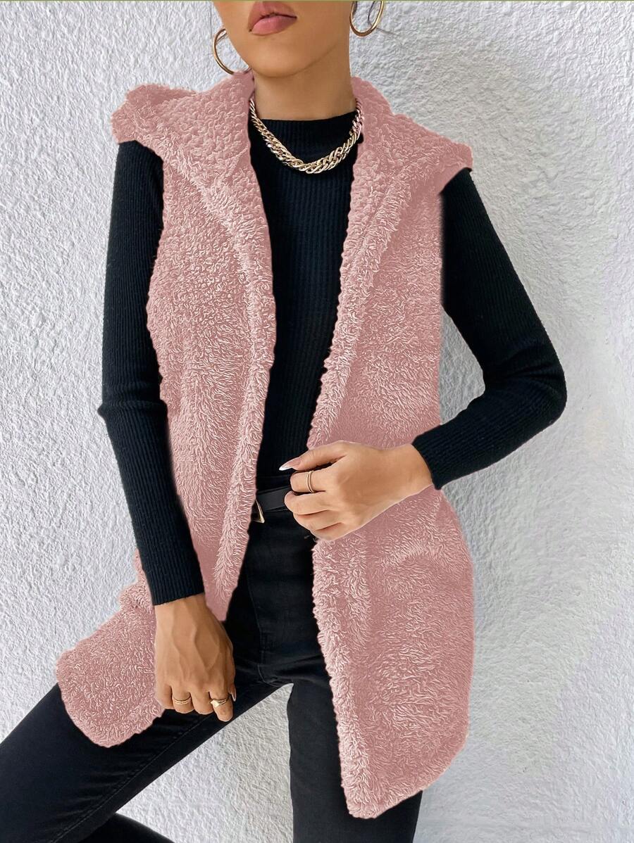 EURMUSE Của phụ nữ Không tay Thường xuyên áo có mũ Áo khoác - Hồng - Xem 1