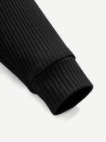 Cozy Pixies 寶寶男童休閒純色圓領上下裝緊身家居套裝 - 黑色 - 查看 5