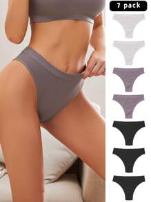 Women's Ribbed Seamless Triangle Panties (7 Packs) - Multicolor - View 5