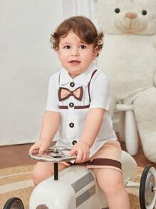 寶寶男孩夏季紳士風格襯衫和短褲套裝,前卫风格 - 彩色 - 查看 4