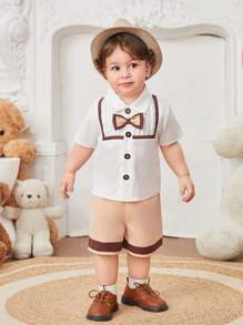 寶寶男孩夏季紳士風格襯衫和短褲套裝,前卫风格 - 彩色 - 查看 3
