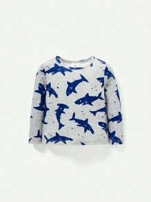 Cozy Pixies 寶寶男孩緊身鯊魚印花圓領上衣和長褲睡衣套裝 - 淺灰色 - 查看 3