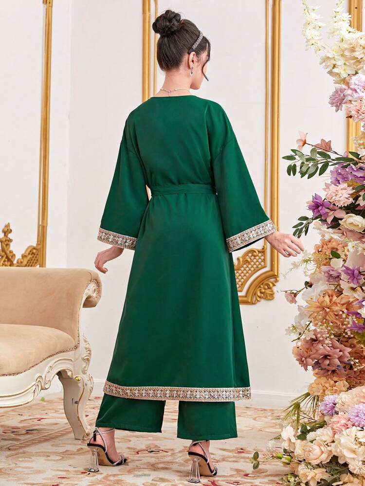 Teen Girl Spliced Webbing Jacket And Trousers Casual Two-Piece Set