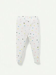 Cozy Pixies 女嬰緊身睡衣心型印花圓領長袖上衣鬆緊腰帶長褲套裝 - 白色 - 查看 2