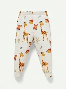 Cozy Pixies 嬰兒男寶貝緊身睡衣套裝，卡通圖案短袖圓領上衣和長褲 - 杏色 - 查看 7