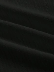 Manfinity BRENVOR Áo thun nam tay ngắn cổ đứng màu trơn, mùa hè - màu đen - Xem 5