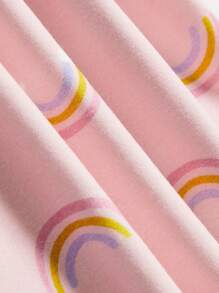 Cozy Pixies Baby Girl Snug Fit Rainbow Printed Round Neck Top And Long Pants Pajama Set