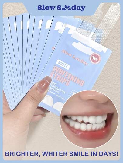 SlowSunday Mint Whitening Strips 14pcs, Teeth Whitening, Tooth Care