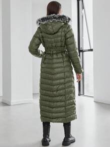 RueChic Women's Long Zipper Winter Coat