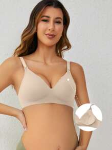 SHEIN 孕婦純色果凍款式哺乳胸罩，適用於媽媽