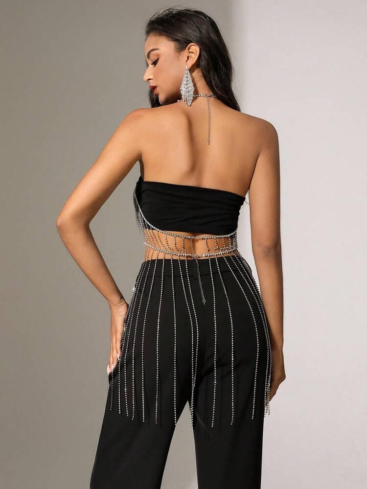 Jeweled Necklace Welding Halter Dress