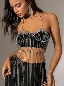 Zolique 寶石頸鍊焊接露背連身裙