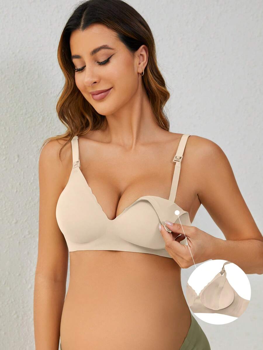 SHEIN 孕婦純色果凍款式哺乳胸罩，適用於媽媽