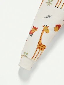 Cozy Pixies 嬰兒男寶貝緊身睡衣套裝，卡通圖案短袖圓領上衣和長褲 - 杏色 - 查看 6