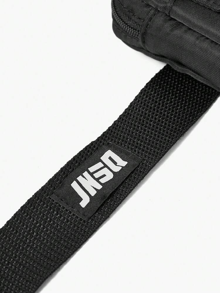 黑色極簡風格尼龍可拆卸時尚運動腰包 - 黑色 - 查看 9