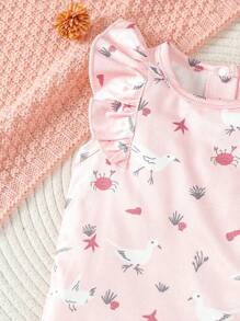 嬰兒女春夏款3入組可愛時尚粉色印花連體衣，適用於日常休閒穿著 - 彩色 - 查看 3