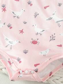 嬰兒女春夏款3入組可愛時尚粉色印花連體衣，適用於日常休閒穿著 - 彩色 - 查看 6