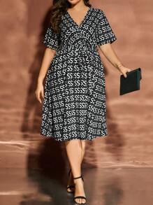 EMERY ROSE Kích thước lớn In Eo Kẹp chặt Đầm - Nhiều màu - Xem 4