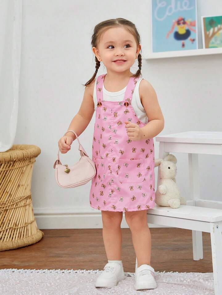 SHEIN ベビーオーバーオール 6-9M ピンク SHEIN ベビーオーバーオール 6-9M ピンク