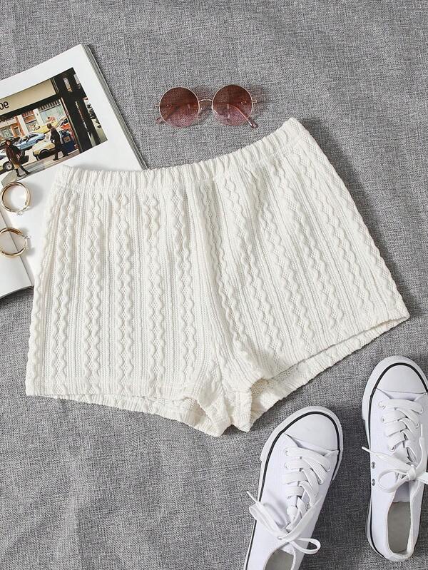 SHEIN EZwear Shorts de verano con cintura elástica y textura sólida para outfits