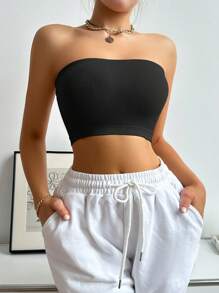 Moonlight&Mama Maternity Ribbed Bandeau Bra For Mother - Black - View 3