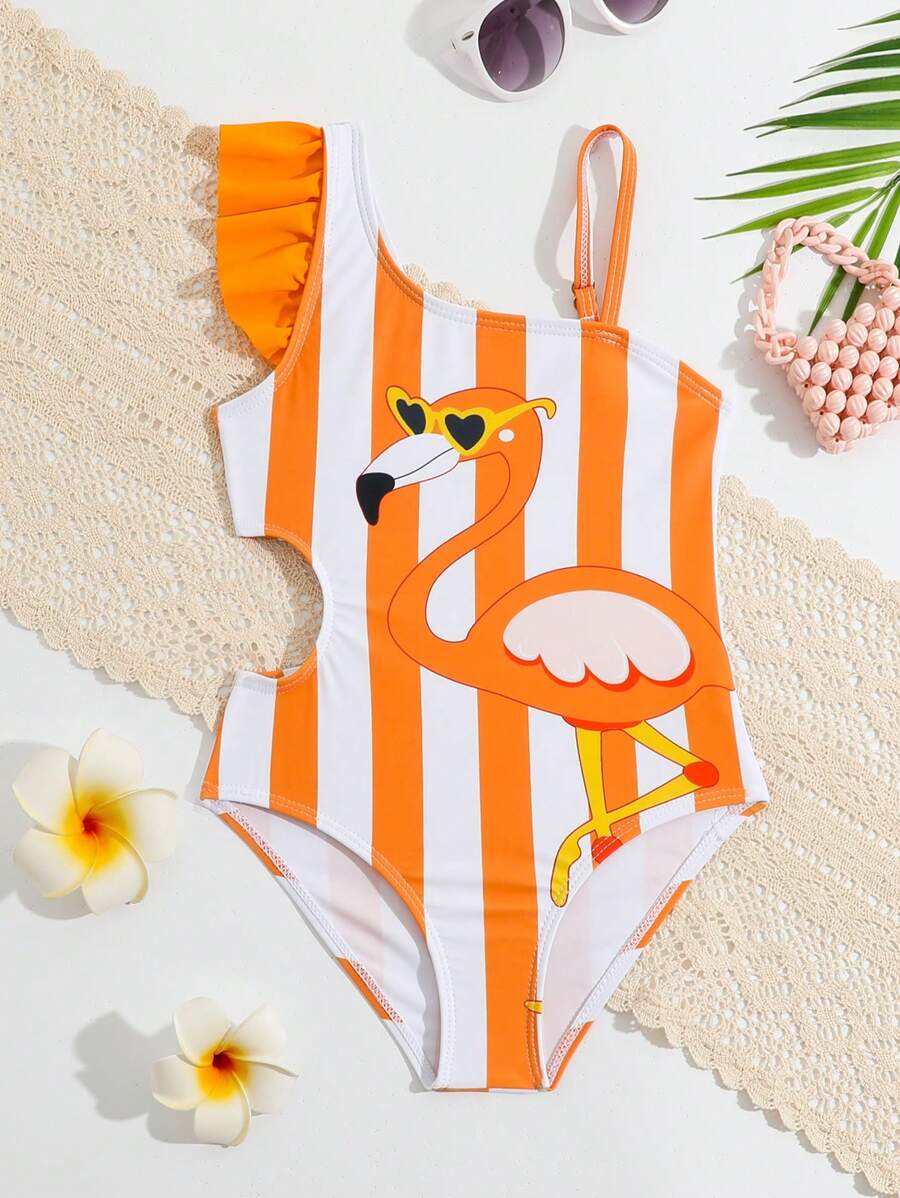 Arshiner Maillot de bain deux pièces pour filles avec volants imprimés et coussinets de poitrine