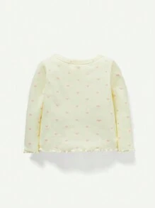 Cozy Pixies 女嬰貼身睡衣套裝，圓領，扇邊下擺，長袖上衣和褲子 - 彩色 - 查看 3