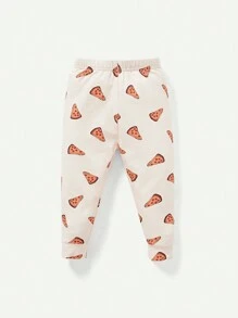 Cozy Pixies Baby Boy Snug Fit Pajamas, Cartoon Pizza Pattern, Round Neck, Long Sleeve Top And Long Pants Set - Apricot - View 8