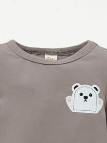 Cozy Pixies Đứa bé trai Vừa Khít Đồ ngủ , Gấu Hoạt hình Mô hình Vòng cổ Áo & Quần có chân Bộ - Xám - Xem 6