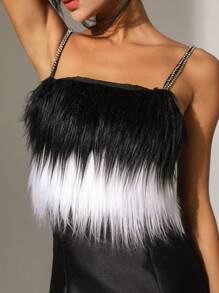 Anewsta Two-Tone Patchwork Cami Dress - Black - View 4