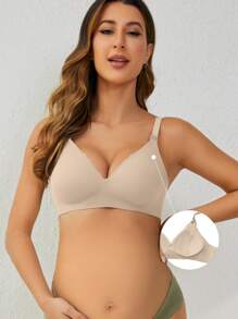 SHEIN 孕婦純色果凍款式哺乳胸罩，適用於媽媽