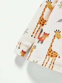 Cozy Pixies 嬰兒男寶貝緊身睡衣套裝，卡通圖案短袖圓領上衣和長褲 - 杏色 - 查看 9