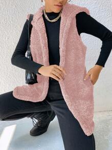 EURMUSE Của phụ nữ Không tay Thường xuyên áo có mũ Áo khoác - Hồng - Xem 4