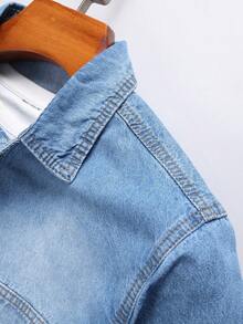 Manfinity Homme Men's Flap Pocket Denim Shirt - Light Wash - View 8