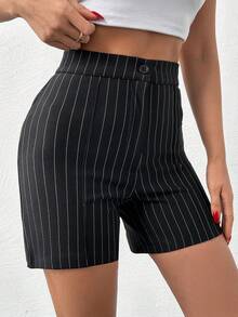 EURMUSE Black And White Striped Short - Black - View 5