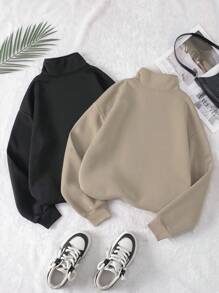 Flirla Sudadera Simple Y Lisa Para Mujer