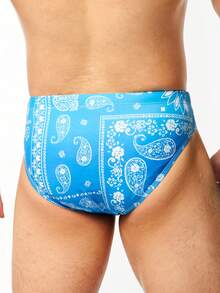Manfinity Nam In hoa Paisley Dây rút Quần bơi Trunk - Màu xanh lam - Xem 2