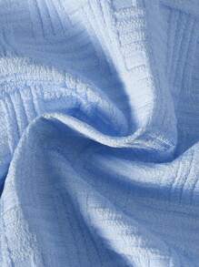 SHEIN Genkimix Kids 夏季少年 Masson 纯色质感 翻领衬衫套装短裤 - 藍色 - 查看 3