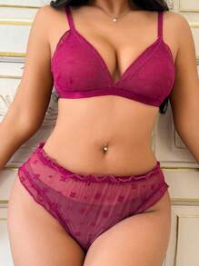 Women's Jacquard Mesh Sexy Bra & Panty Lingerie Set