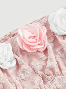 SHEIN MOD 女式露肩上衣,3d花卉裝飾 - 粉色 - 查看 3