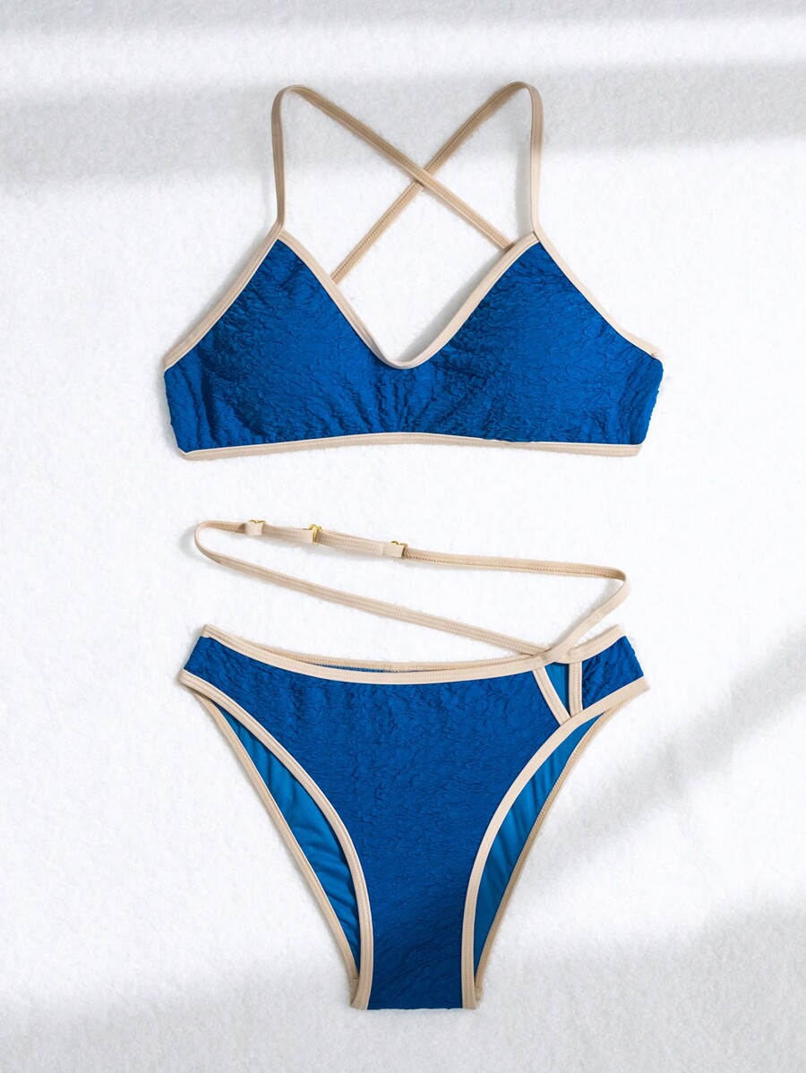 SHEIN X SAMADHI SHEIN Swim Damski zestaw bikini typu halter z blokami