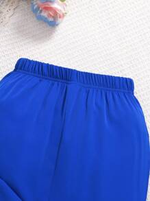 SHEIN 女童藍色西裝三件套：背心、背心和長褲 - 藍色 - 查看 6