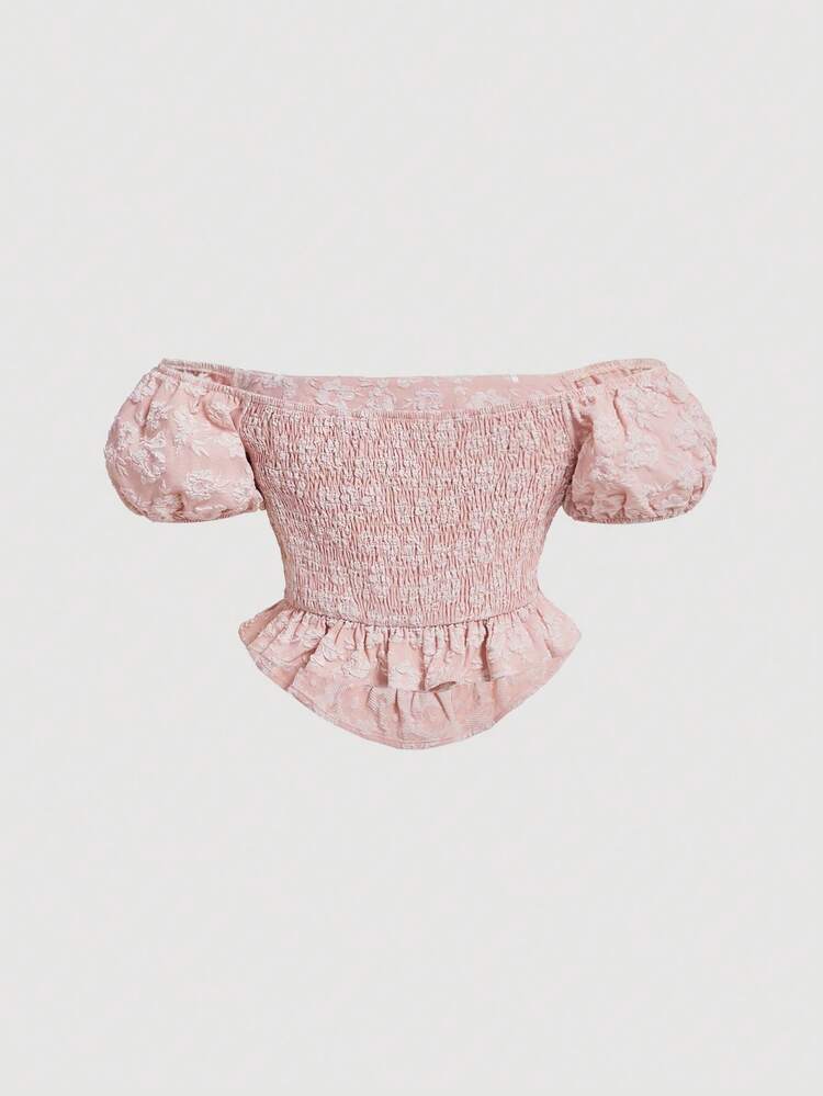 Women's Off-Shoulder Blouse With 3d Floral Decoration