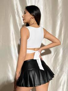 SHEIN Unity Vrouwen Effen kleur Gekruiste Wrap En Uitgeholde Tank tops