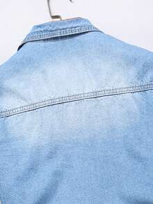 Manfinity Homme Men's Flap Pocket Denim Shirt - Light Wash - View 5